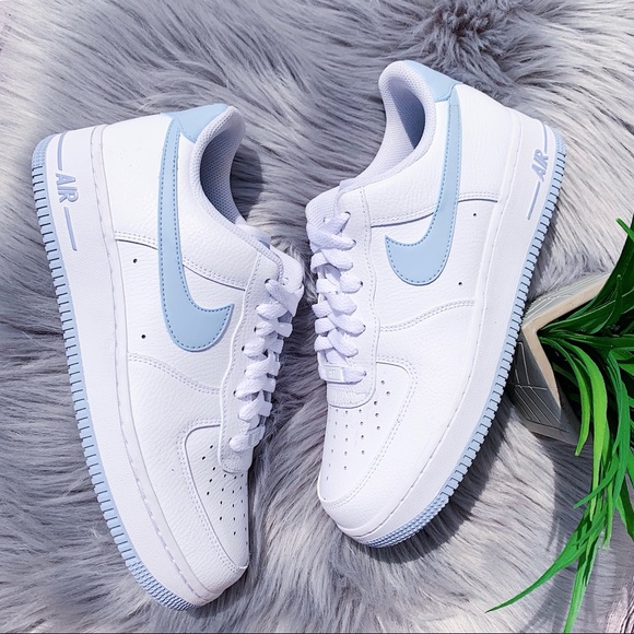 white and baby blue nikes